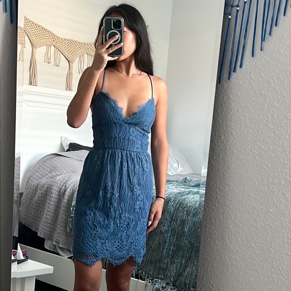 Blue lace summer dress S - Picture 1 of 3